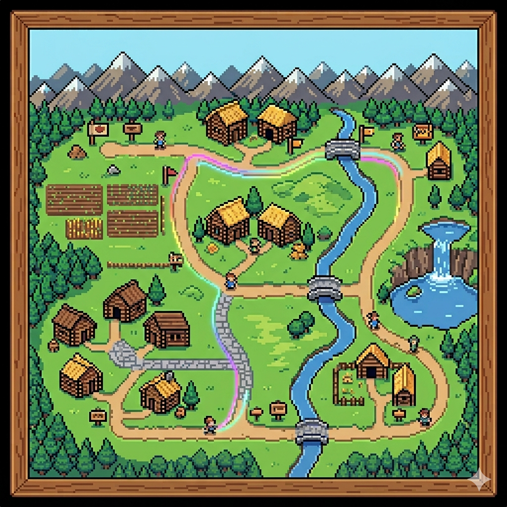 Quest-Karte im Pixel-Theme